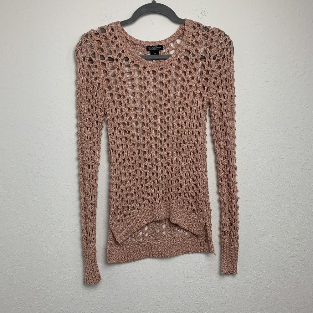 Lucky Brand Rose Pink Open Knit Top
